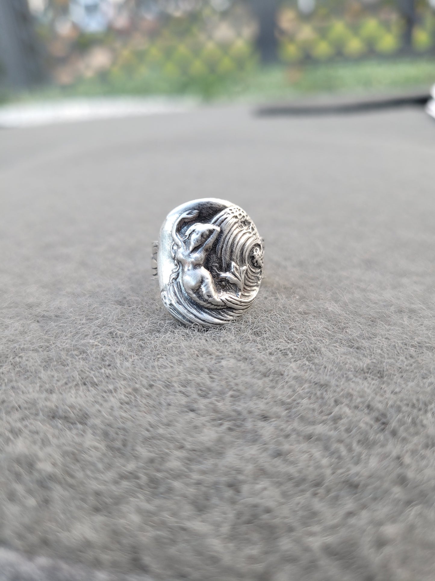 Wave swept Mermaid ring. Sterling silver fantasy ring