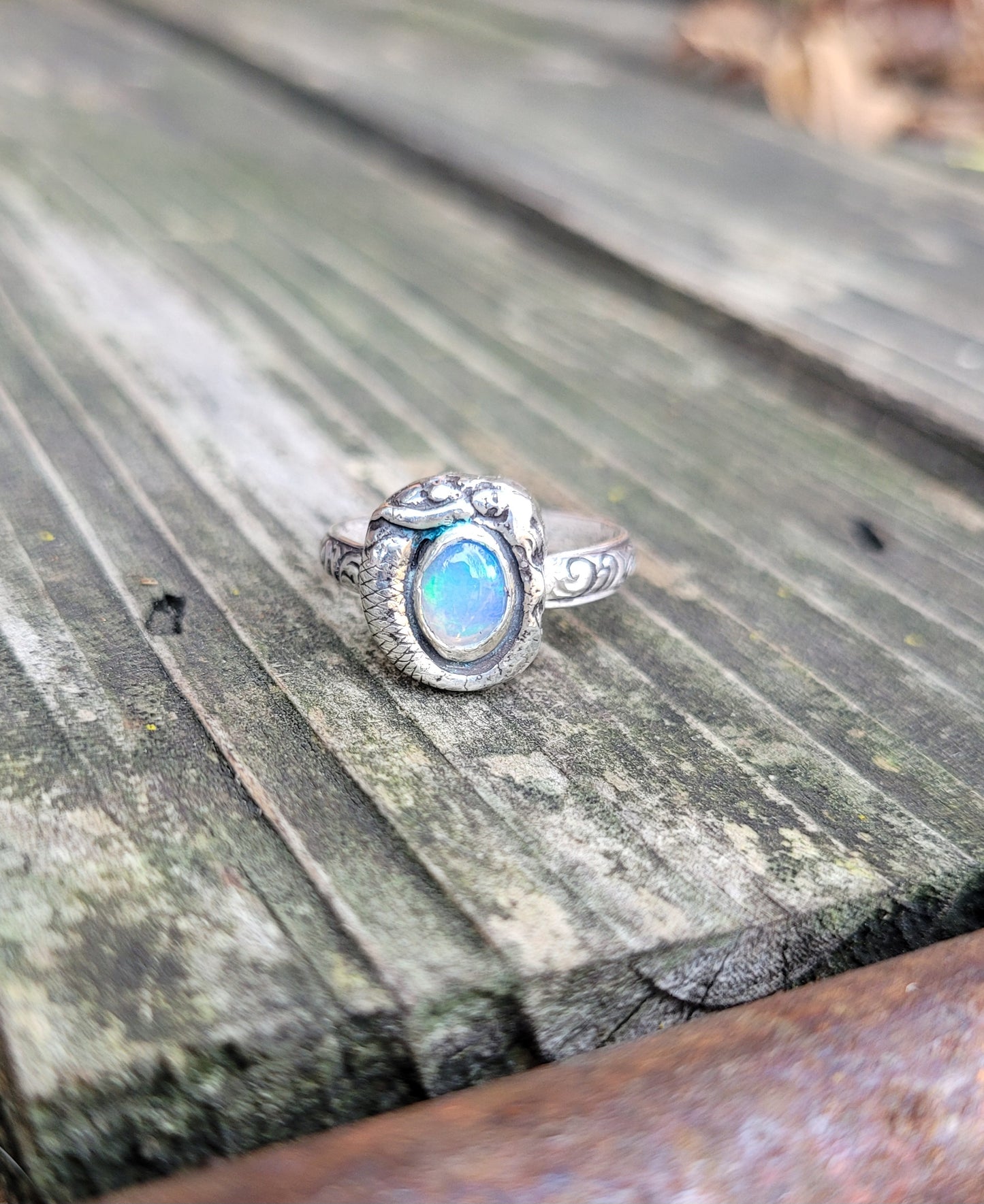Dainty opal mermaid ring