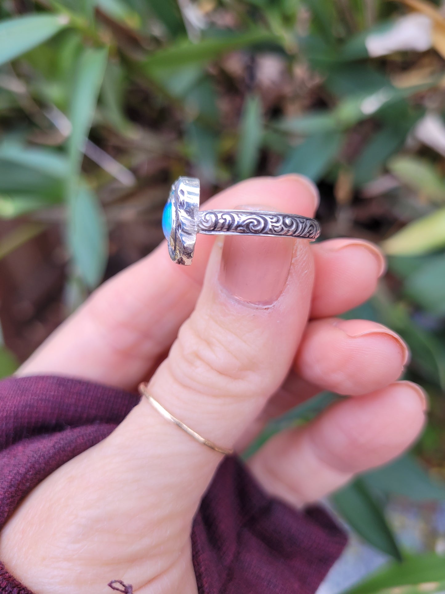 Dainty opal mermaid ring