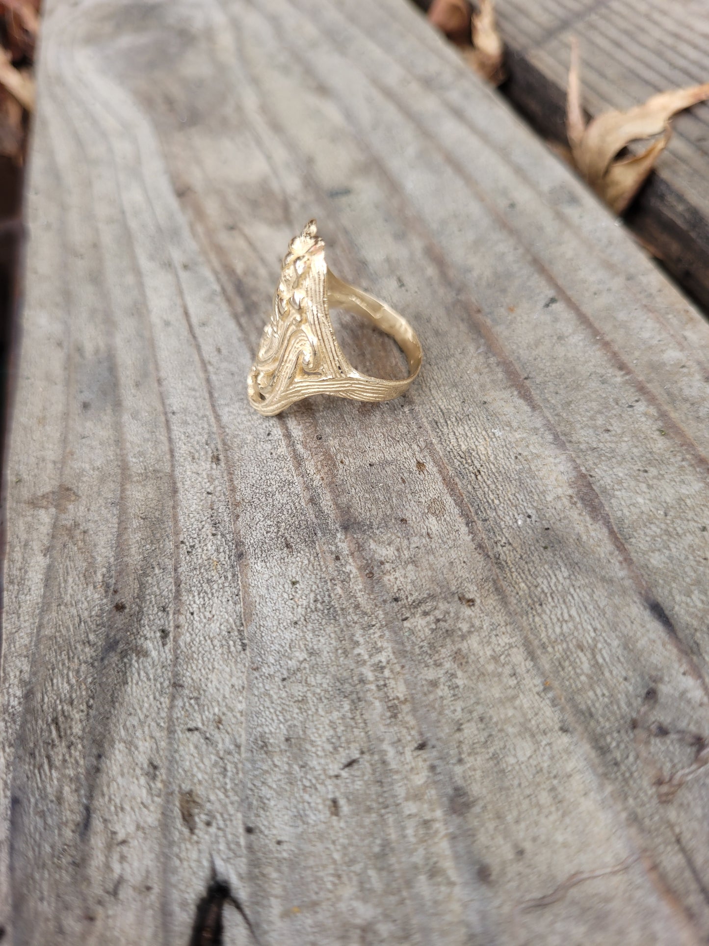 14k solid gold art nouveau woman ring. Also available in sterling silver