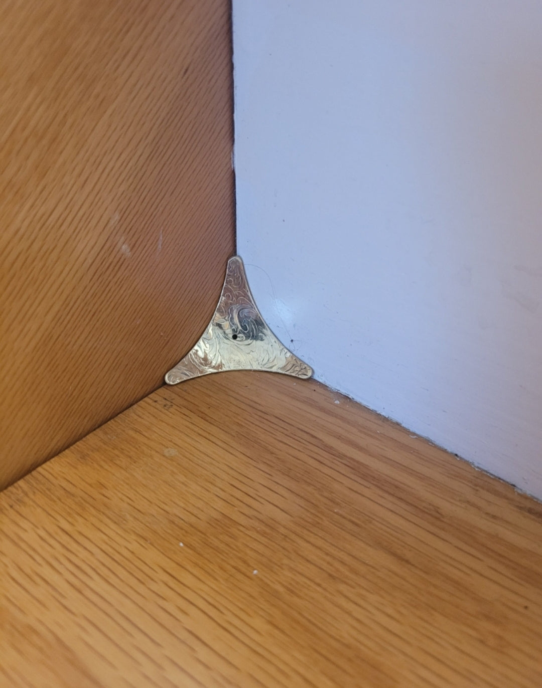 Dust corner protectors.  Brass and copper home decor for stairs. Sold in pairs (2 pieces)