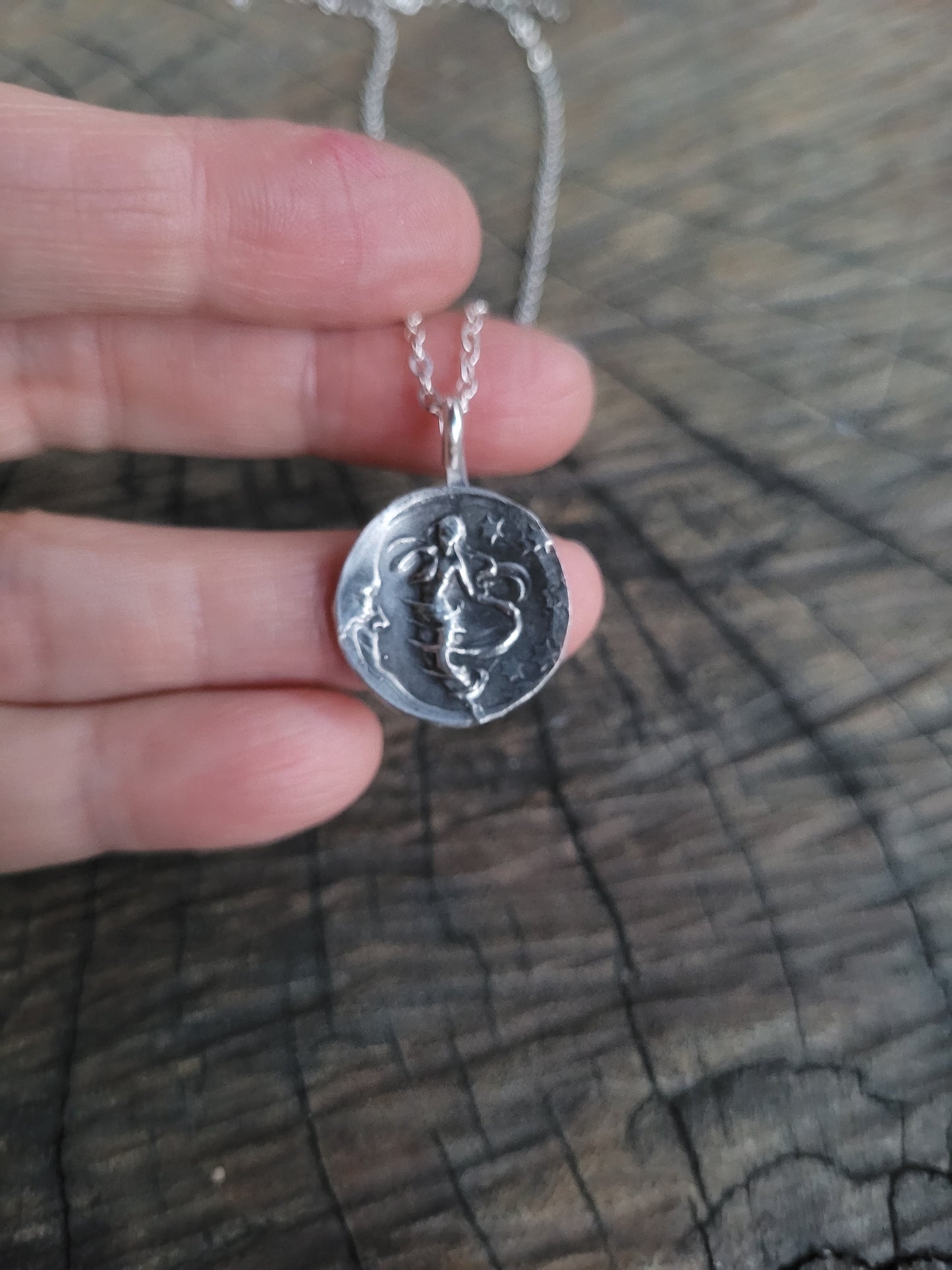 Moonlight dancing pendant. Sterling silver