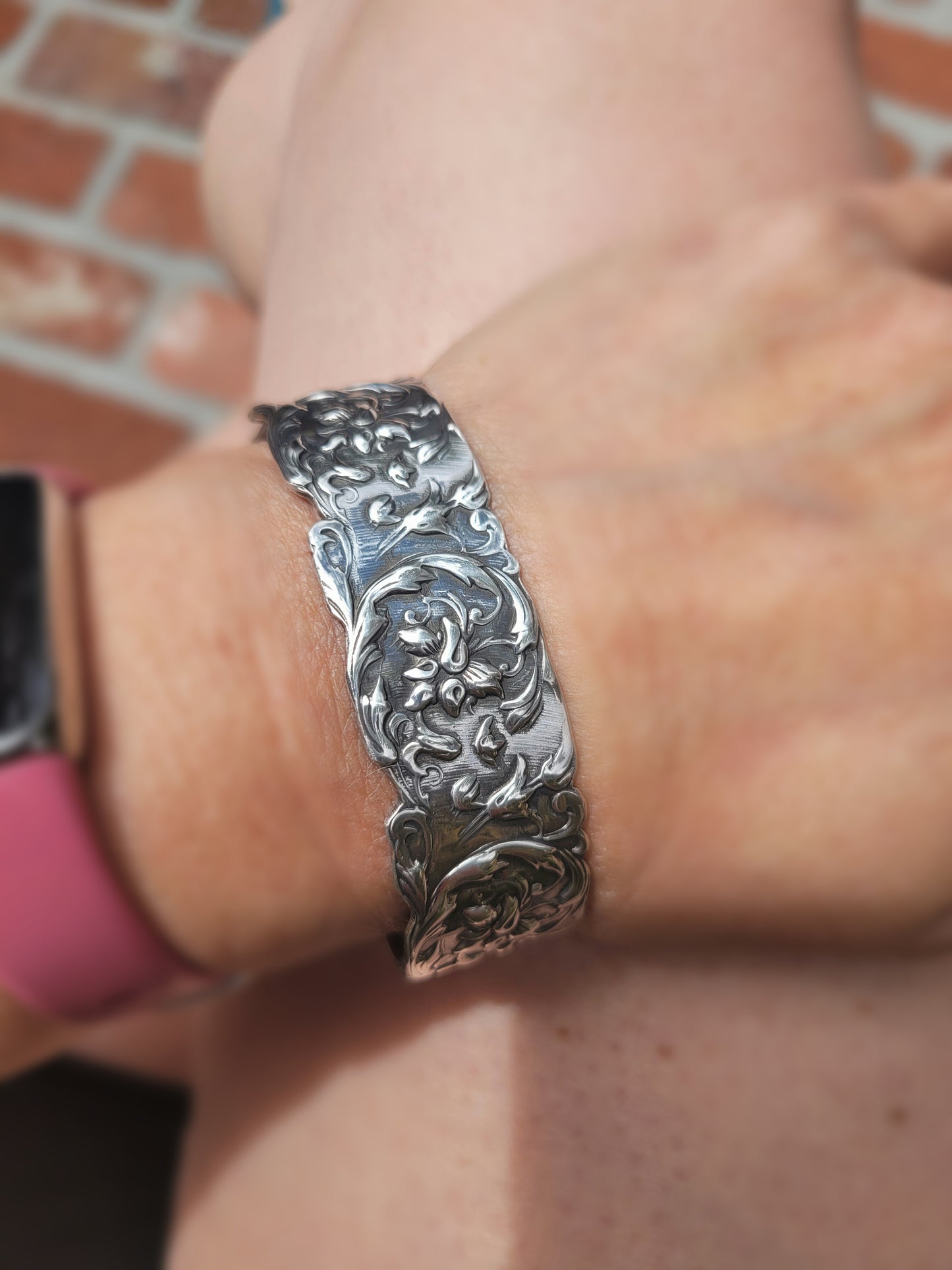 1900's art nouveau sterling silver cuff bracelet.