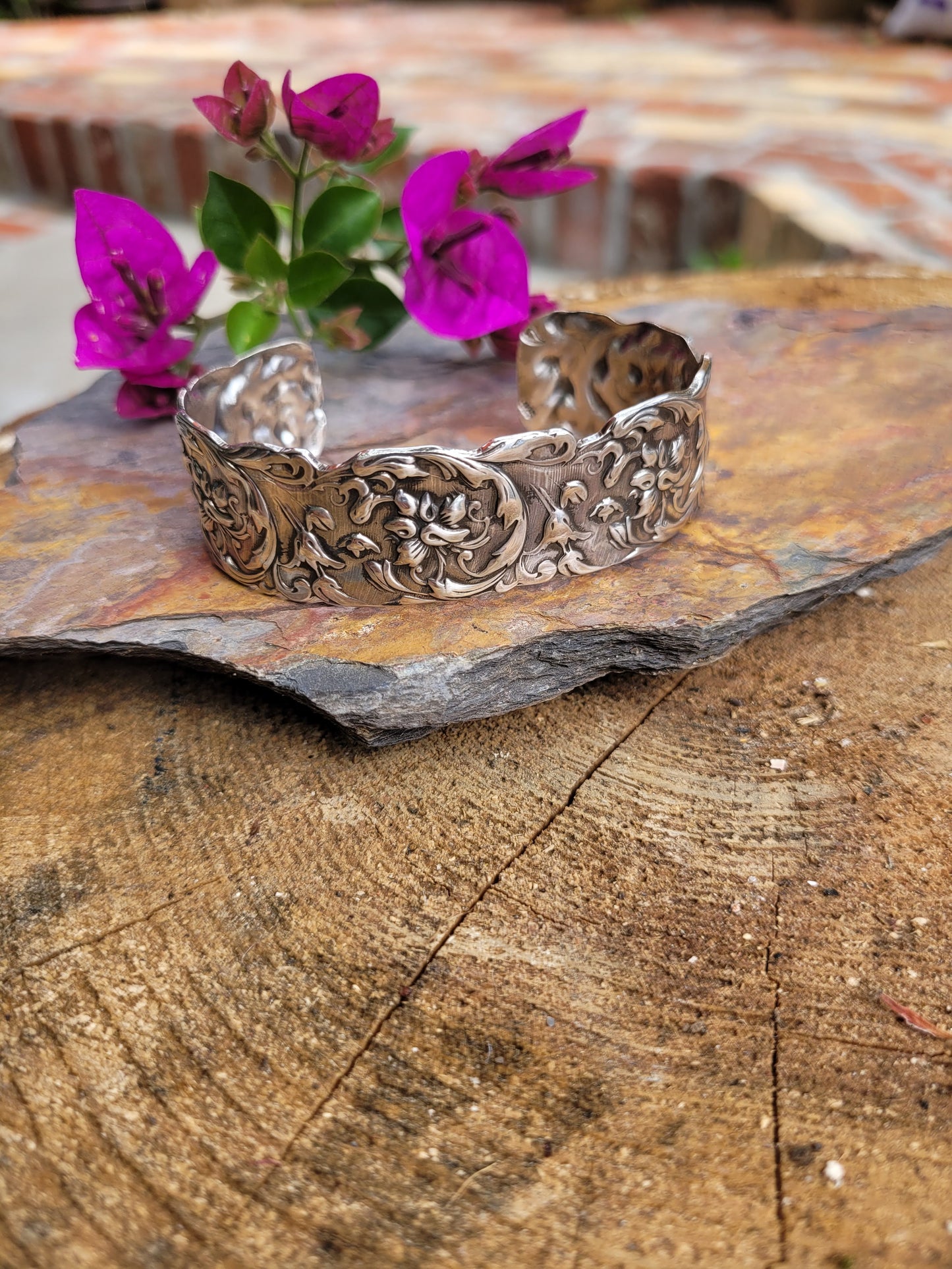 1900's art nouveau sterling silver cuff bracelet.