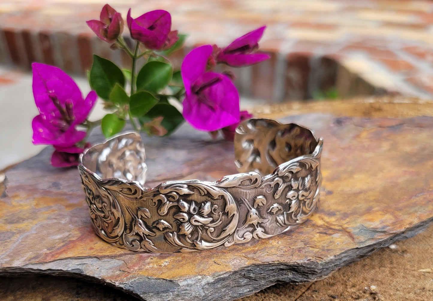 1900's art nouveau sterling silver cuff bracelet.