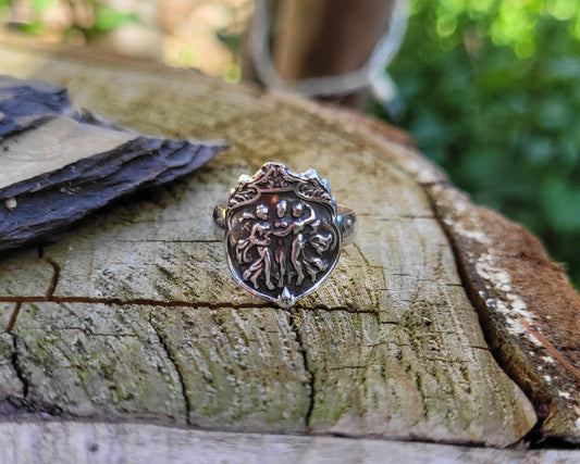 3 muses sterling silver ring